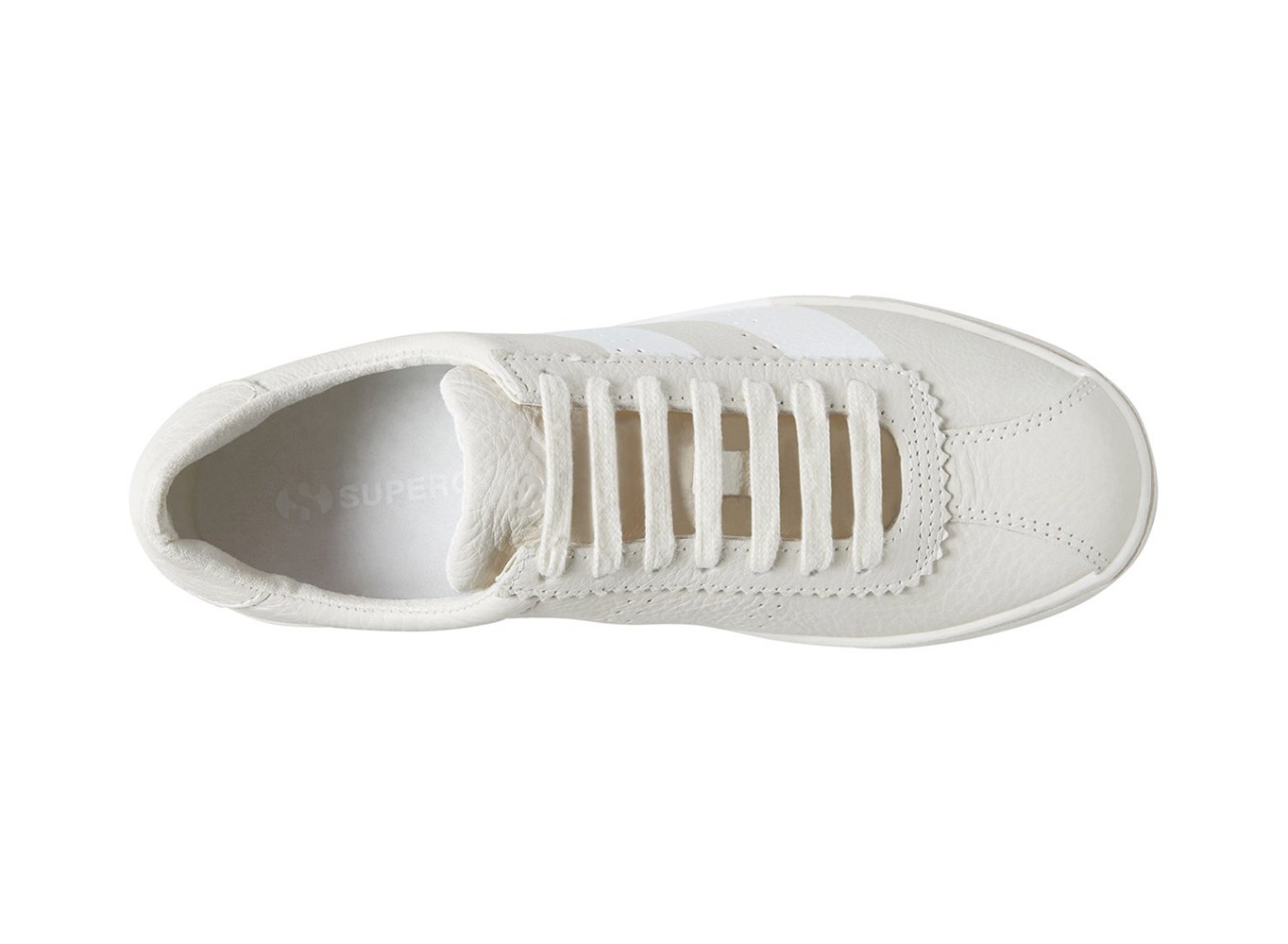 Superga Sneakers Womens - 2843 Clubs Tumbled Leather U Logo - White - ANFUT7269